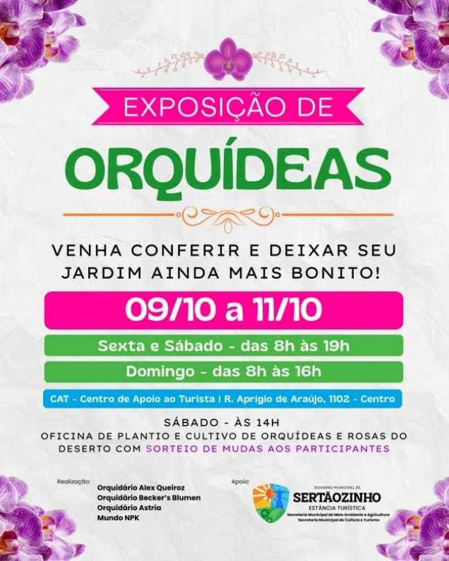 Exposição de Orquídeas em Sertãozinho SP: 2026 gratuita